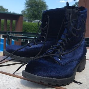 Velvet Combat Boots